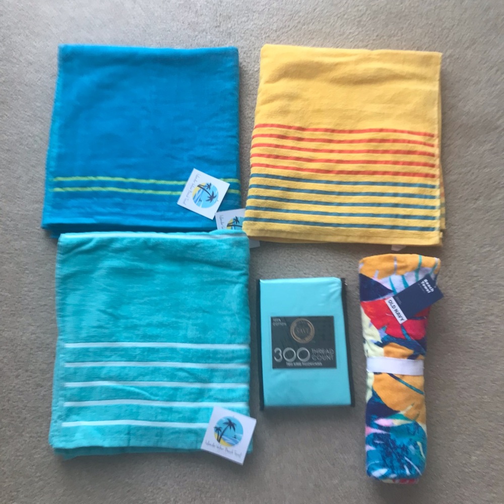 Four Beach Towels & a set of pillows